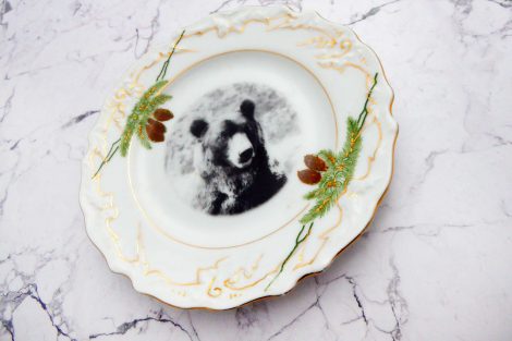 Wandteller Bär vintage Herr Fuchs Teller gold Wald Weihnachten Waldgäng 15cm – Bild 3