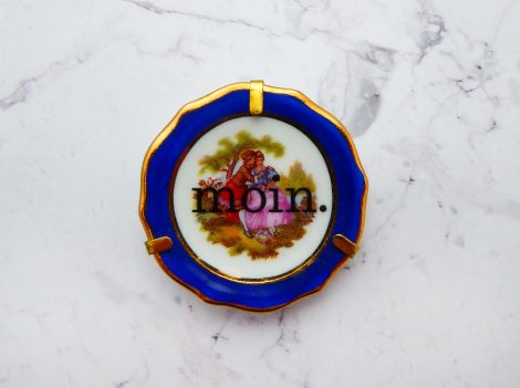 Wandteller moin. Typo Herr Fuchs mini 4cm Gemälde blau minimini Gold