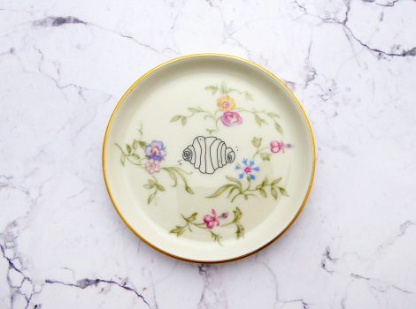 Wandteller Franzbrötchen vintage Herr Fuchs Teller Bunt Gold 10cm Hamburg Wohnen Blumen