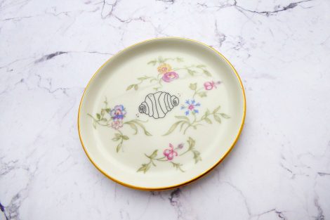 Wandteller Franzbrötchen vintage Herr Fuchs Teller Bunt Gold 10cm Hamburg Wohnen Blumen – Bild 2