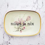 Wandteller Herr Fuchs Typo Nützt ja nix Wohnen Blumen Gold 19cm Platte