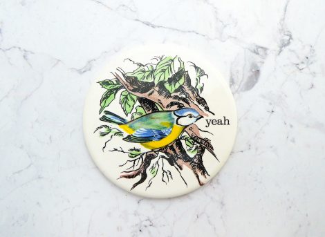 Wandteller Herr Fuchs Typo yeah mini Vogel 6cm minimini Blaumeise
