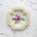 Wandteller moin. Typo Herr Fuchs mini 9cm gold Blume rosa vintage