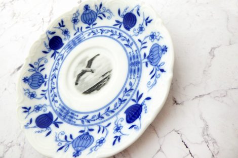 Wandteller Möwe vintage Herr Fuchs Zwiebelmuster blau mini 15cm – Bild 2