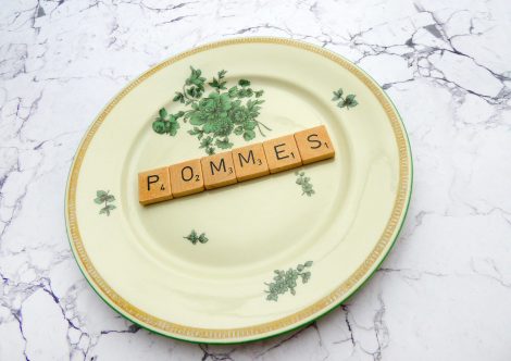 Wandteller Pommes Vintage Deko Wohnen Herr Fuchs 19cm Blumen Scrabble Gold Grün – Bild 2