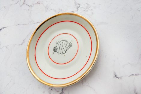 Wandteller Franzbrötchen vintage Herr Fuchs Teller rot Gold 8cm Hamburg Wohnen – Bild 2