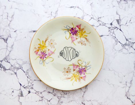 Wandteller Franzbrötchen vintage Herr Fuchs Teller Gold 19cm Hamburg Wohnen Blume