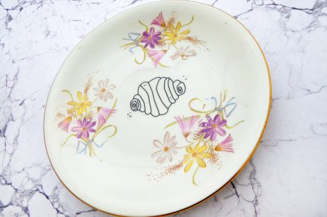 Wandteller Franzbrötchen vintage Herr Fuchs Teller Gold 19cm Hamburg Wohnen Blume – Bild 2