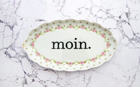 Wandteller Platte Herr Fuchs moin. Blume grün rosa 24cm #perfekt vintage Wohnen
