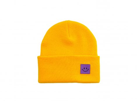 Mütze Gelb Smiley Herr Fuchs Patch Beanie Lila – Bild 3
