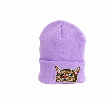 Mütze Lavendel Katze Herr Fuchs Patch Beanie Cat Grumpy