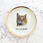 Wandteller Typo you are great Goldrand Herr Fuchs  Katze 19cm Tier vintage
