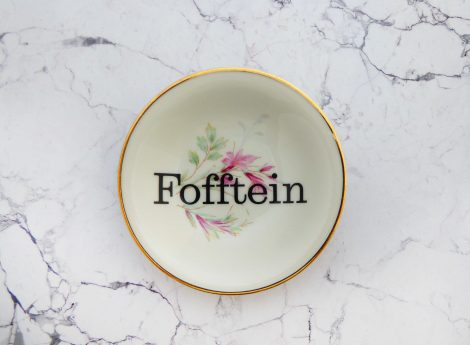 Wandteller Fofftein Typo Herr Fuchs mini 11cm gold Blume plattdeutsch Gold