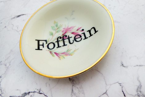 Wandteller Fofftein Typo Herr Fuchs mini 11cm gold Blume plattdeutsch Gold – Bild 2