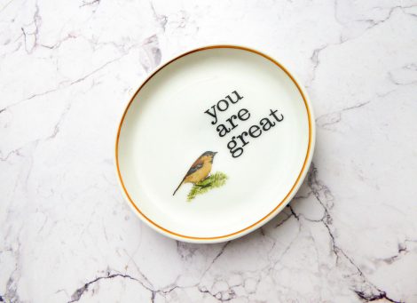 Wandteller Herr Fuchs Typo you are great Goldrand mini Vogel 9cm minimini – Bild 2