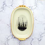 Wandteller Platte Herr Fuchs Hamburger Kräne gold Wohnen vintage 32cm