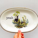 Wandplatte Herr Fuchs Typo yeah 27cm Reh gold Wohnen Wald vintage Rehe