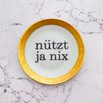 Wandteller Typo nützt ja nix Herr Fuchs mini 14cm Gold Muster vintage Wohnen