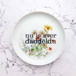 Wandteller daddeldu Typo Herr Fuchs 19cm  plattdeutsch vintage Blume