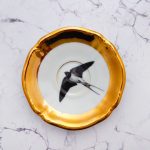 Wandteller Schwalbe Vogel Herr Fuchs mini 11cm gold vintage Wohnen